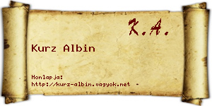 Kurz Albin névjegykártya